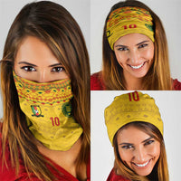 Custom Cameroon Football Neck Gaiter Tribal Motifs Yellow Color - Wonder Print Shop