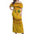 Custom Cameroon Football Off Shoulder Maxi Dress Tribal Motifs Yellow Color - Wonder Print Shop