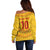 Custom Cameroon Football Off Shoulder Sweater Tribal Motifs Yellow Color - Wonder Print Shop
