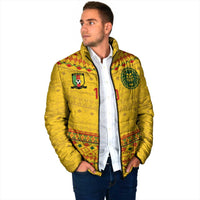 Custom Cameroon Football Padded Jacket Tribal Motifs Yellow Color - Wonder Print Shop