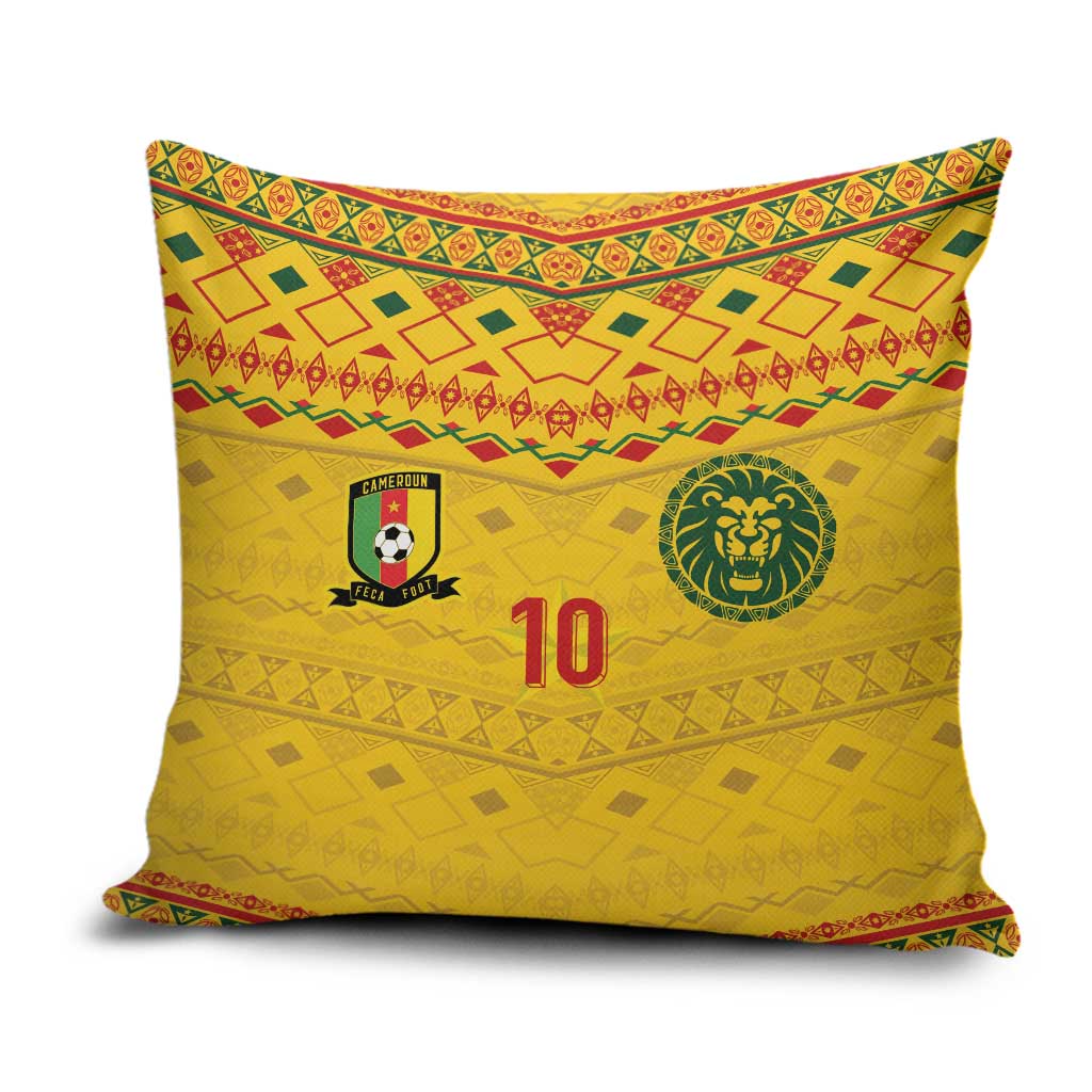 Custom Cameroon Football Pillow Cover Tribal Motifs Yellow Color - Wonder Print Shop