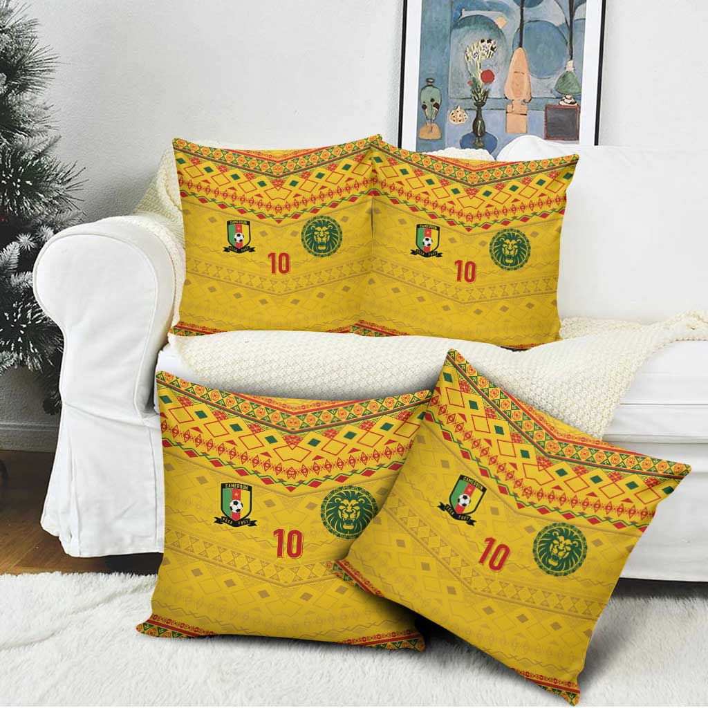 Custom Cameroon Football Pillow Cover Tribal Motifs Yellow Color - Wonder Print Shop