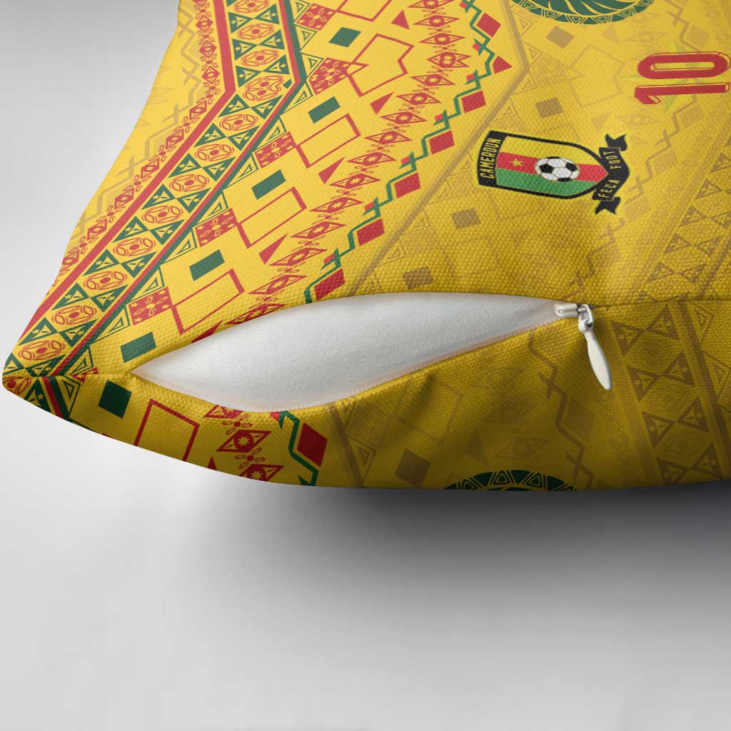 Custom Cameroon Football Pillow Cover Tribal Motifs Yellow Color - Wonder Print Shop