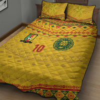 Custom Cameroon Football Quilt Bed Set Tribal Motifs Yellow Color - Wonder Print Shop
