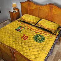 Custom Cameroon Football Quilt Bed Set Tribal Motifs Yellow Color - Wonder Print Shop