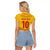 Custom Cameroon Football Raglan Cropped T Shirt Tribal Motifs Yellow Color - Wonder Print Shop