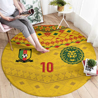 Custom Cameroon Football Round Carpet Tribal Motifs Yellow Color - Wonder Print Shop