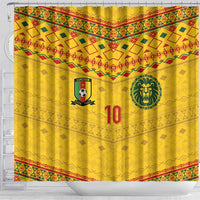 Custom Cameroon Football Shower Curtain Tribal Motifs Yellow Color - Wonder Print Shop