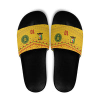 Custom Cameroon Football Slide Sandals Tribal Motifs Yellow Color - Wonder Print Shop