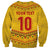 Custom Cameroon Football Sweatshirt Tribal Motifs Yellow Color - Wonder Print Shop