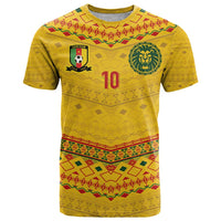 Custom Cameroon Football T Shirt Tribal Motifs Yellow Color - Wonder Print Shop
