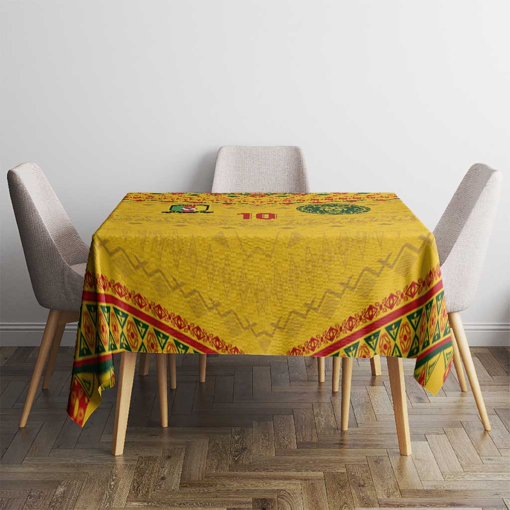 Custom Cameroon Football Tablecloth Tribal Motifs Yellow Color - Wonder Print Shop