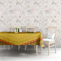 Custom Cameroon Football Tablecloth Tribal Motifs Yellow Color - Wonder Print Shop