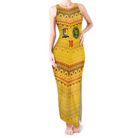 Custom Cameroon Football Tank Maxi Dress Tribal Motifs Yellow Color - Wonder Print Shop