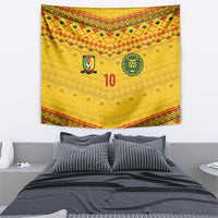Custom Cameroon Football Tapestry Tribal Motifs Yellow Color - Wonder Print Shop