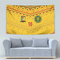 Custom Cameroon Football Tapestry Tribal Motifs Yellow Color - Wonder Print Shop