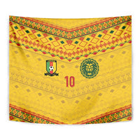Custom Cameroon Football Tapestry Tribal Motifs Yellow Color - Wonder Print Shop