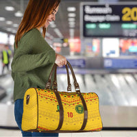 Custom Cameroon Football Travel Bag Tribal Motifs Yellow Color - Wonder Print Shop