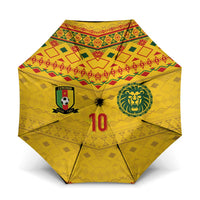 Custom Cameroon Football Umbrella Tribal Motifs Yellow Color - Wonder Print Shop