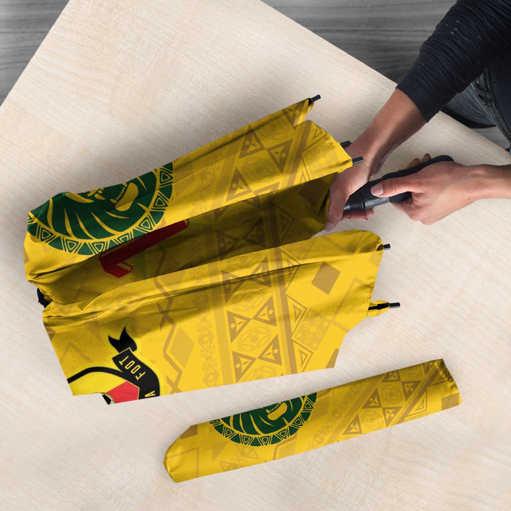 Custom Cameroon Football Umbrella Tribal Motifs Yellow Color - Wonder Print Shop