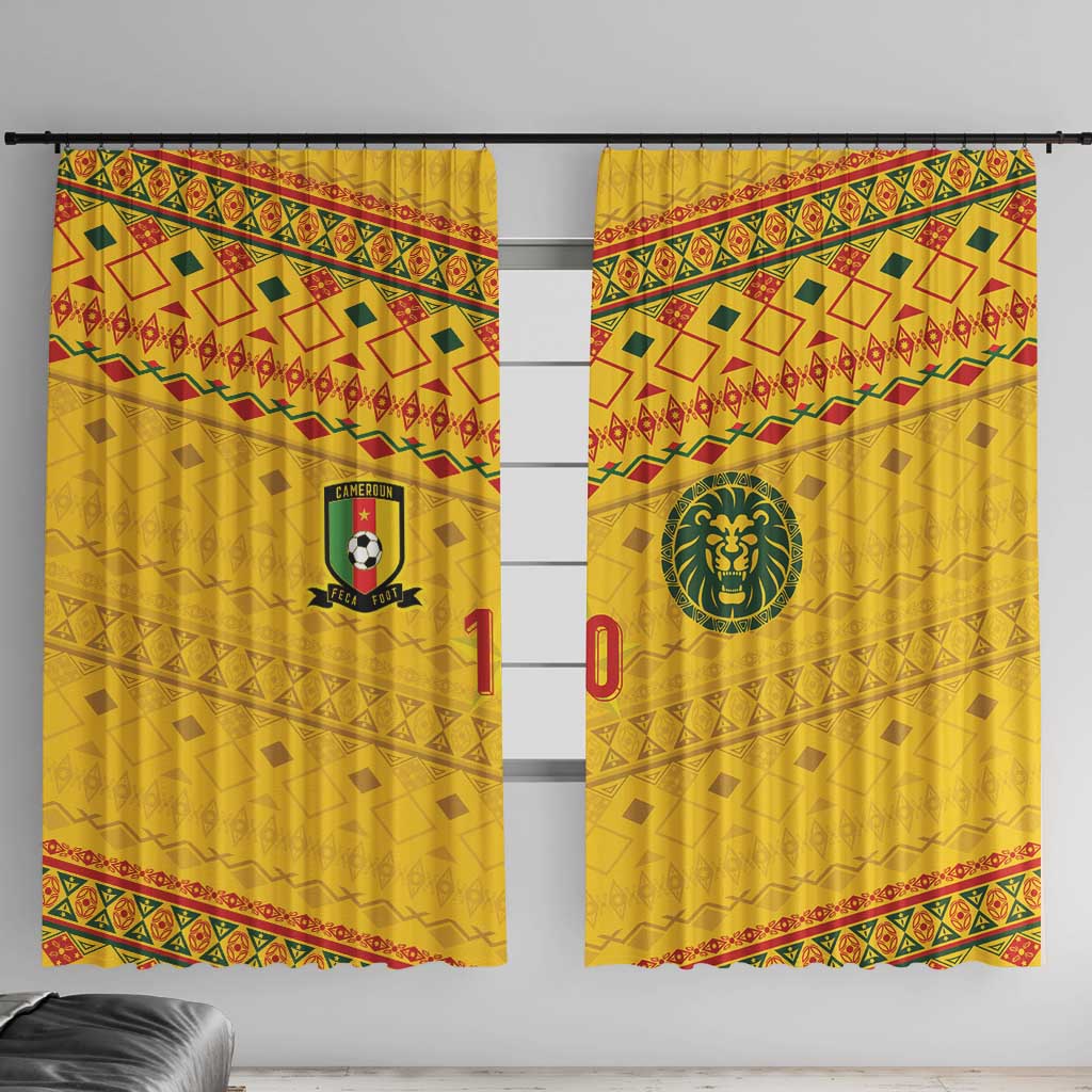 Custom Cameroon Football Window Curtain Tribal Motifs Yellow Color - Wonder Print Shop