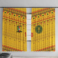 Custom Cameroon Football Window Curtain Tribal Motifs Yellow Color - Wonder Print Shop