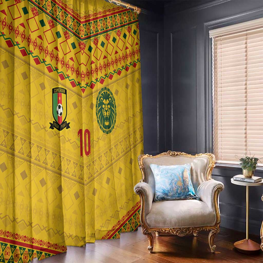 Custom Cameroon Football Window Curtain Tribal Motifs Yellow Color - Wonder Print Shop