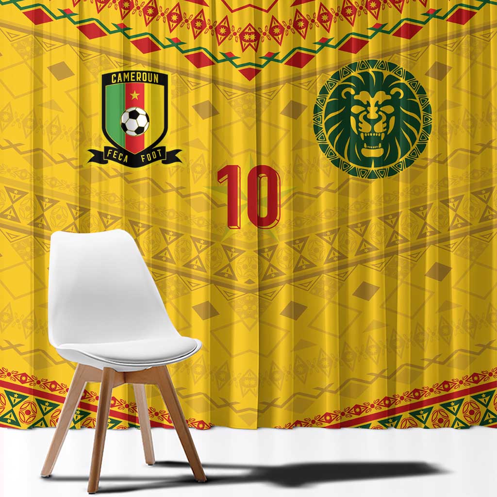 Custom Cameroon Football Window Curtain Tribal Motifs Yellow Color - Wonder Print Shop