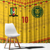 Custom Cameroon Football Window Curtain Tribal Motifs Yellow Color - Wonder Print Shop