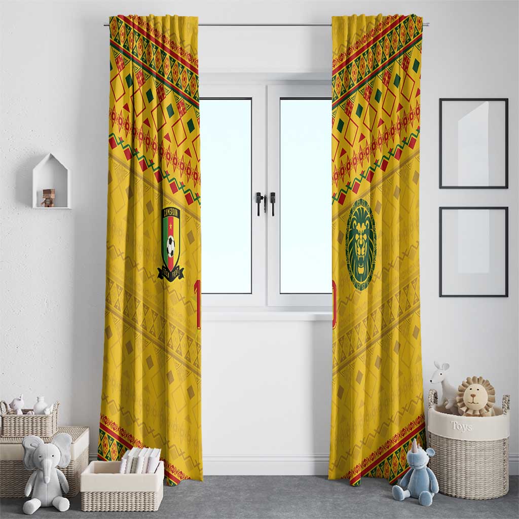Custom Cameroon Football Window Curtain Tribal Motifs Yellow Color - Wonder Print Shop
