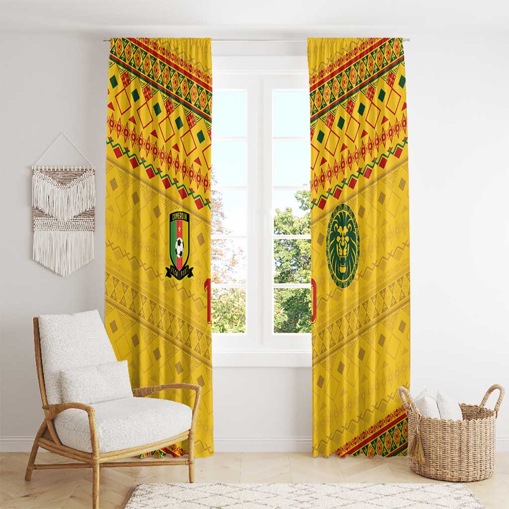 Custom Cameroon Football Window Curtain Tribal Motifs Yellow Color - Wonder Print Shop