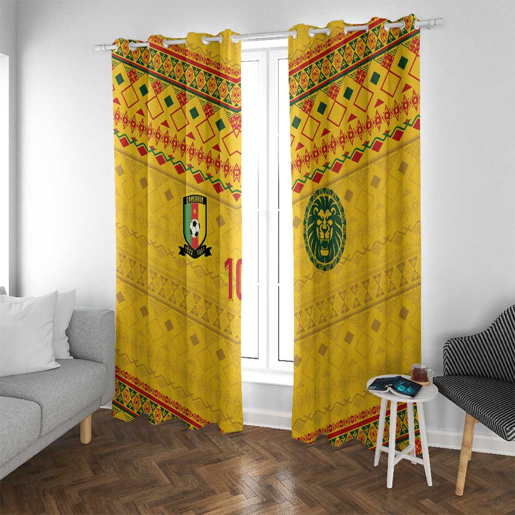 Custom Cameroon Football Window Curtain Tribal Motifs Yellow Color - Wonder Print Shop