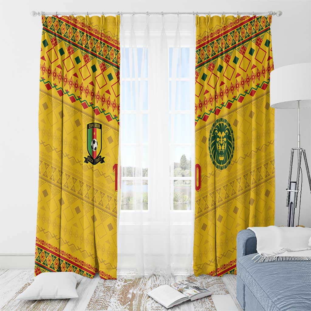 Custom Cameroon Football Window Curtain Tribal Motifs Yellow Color - Wonder Print Shop