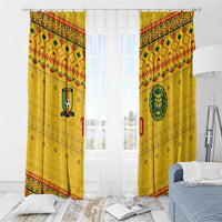 Custom Cameroon Football Window Curtain Tribal Motifs Yellow Color - Wonder Print Shop