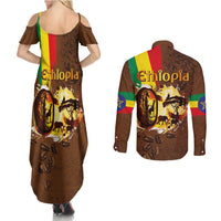 Ethiopia Culture - Proud of Coffee Couples Matching Summer Maxi Dress and Long Sleeve Button Shirt