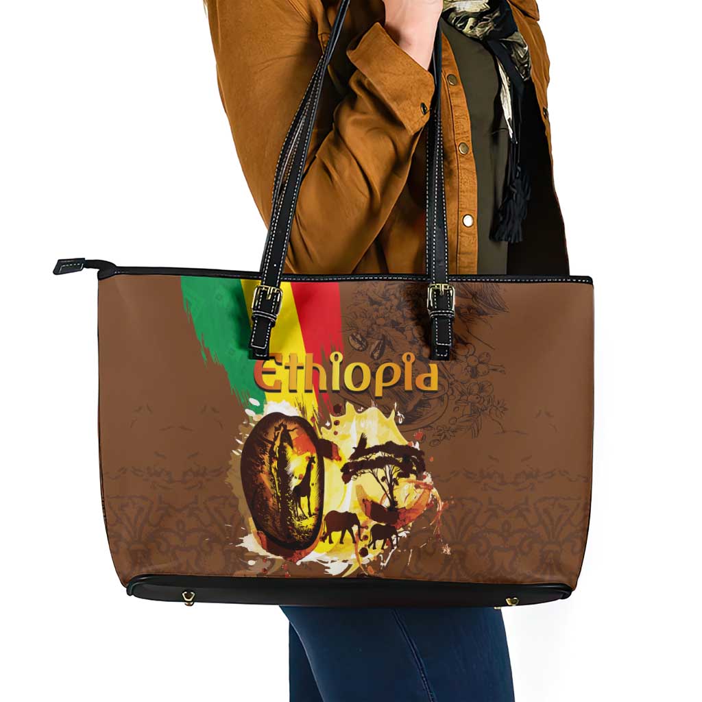 Ethiopia Culture - Proud of Coffee Leather Tote Bag