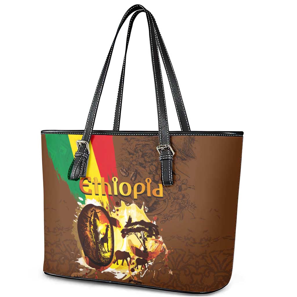 Ethiopia Culture - Proud of Coffee Leather Tote Bag