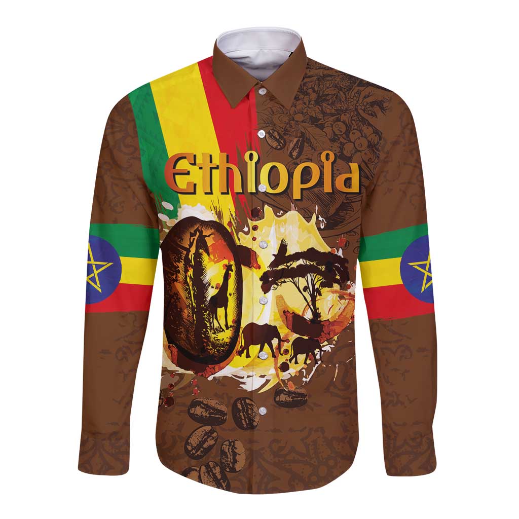 Ethiopia Culture - Proud of Coffee Long Sleeve Button Shirt