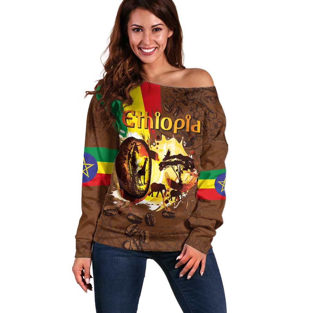 Ethiopia Culture - Proud of Coffee Off Shoulder Sweater