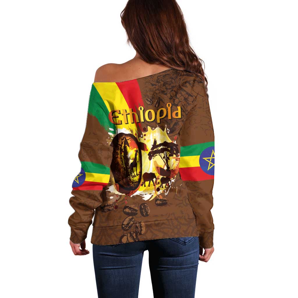 Ethiopia Culture - Proud of Coffee Off Shoulder Sweater