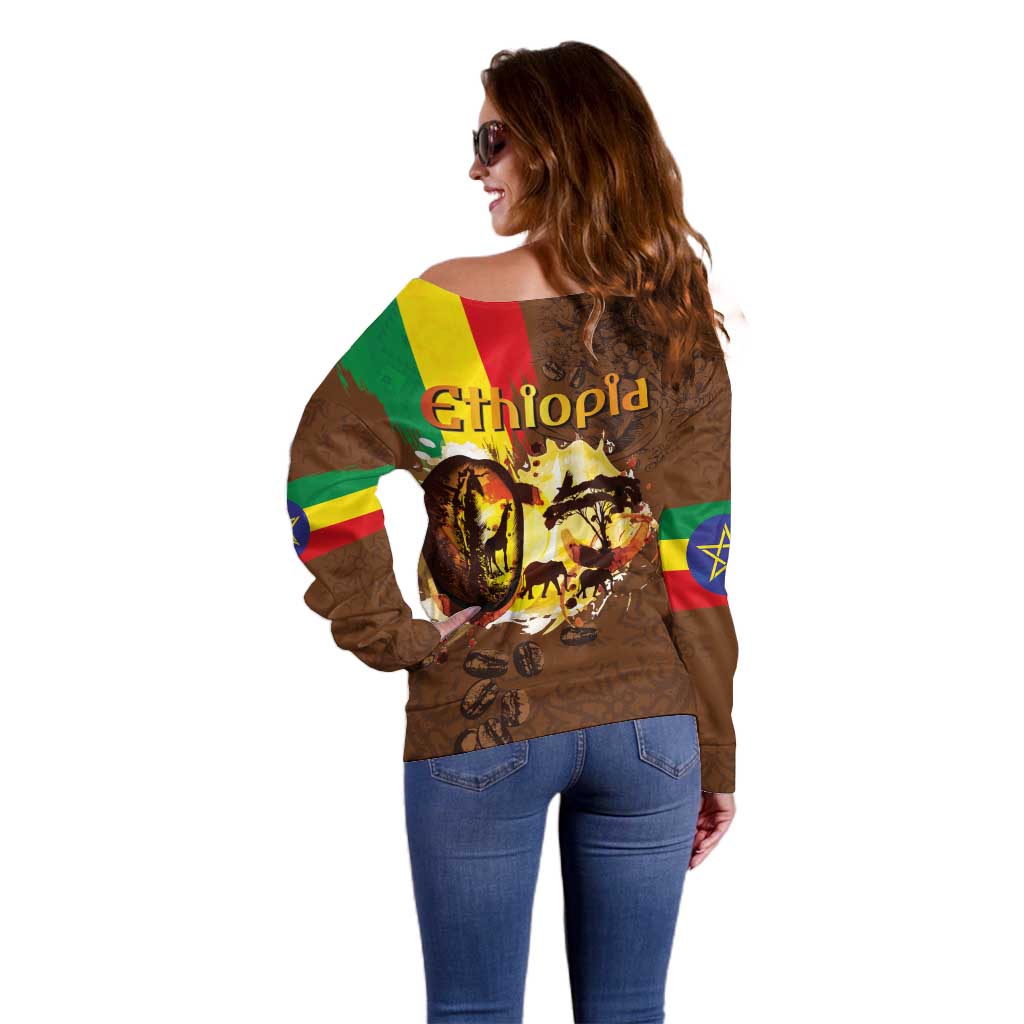 Ethiopia Culture - Proud of Coffee Off Shoulder Sweater