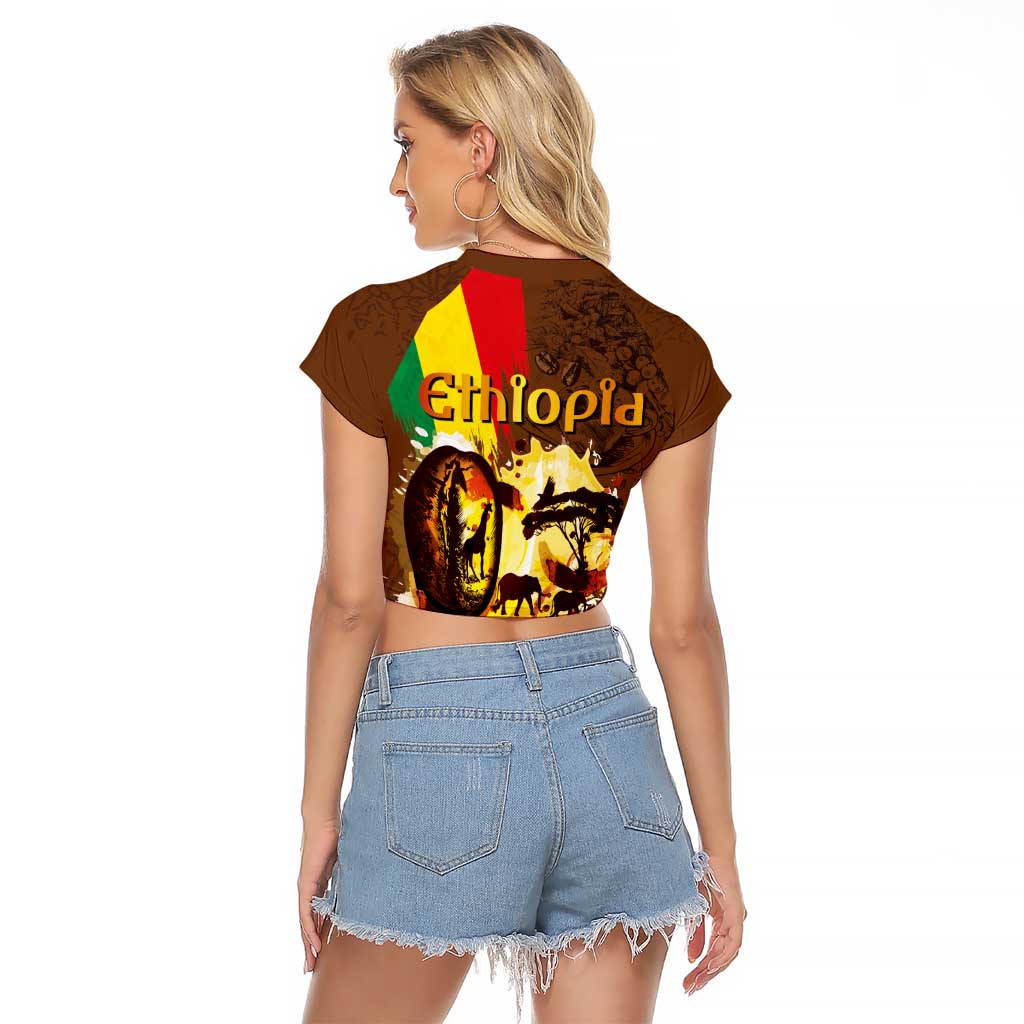 Ethiopia Culture - Proud of Coffee Raglan Cropped T Shirt - Wonder Print Shop