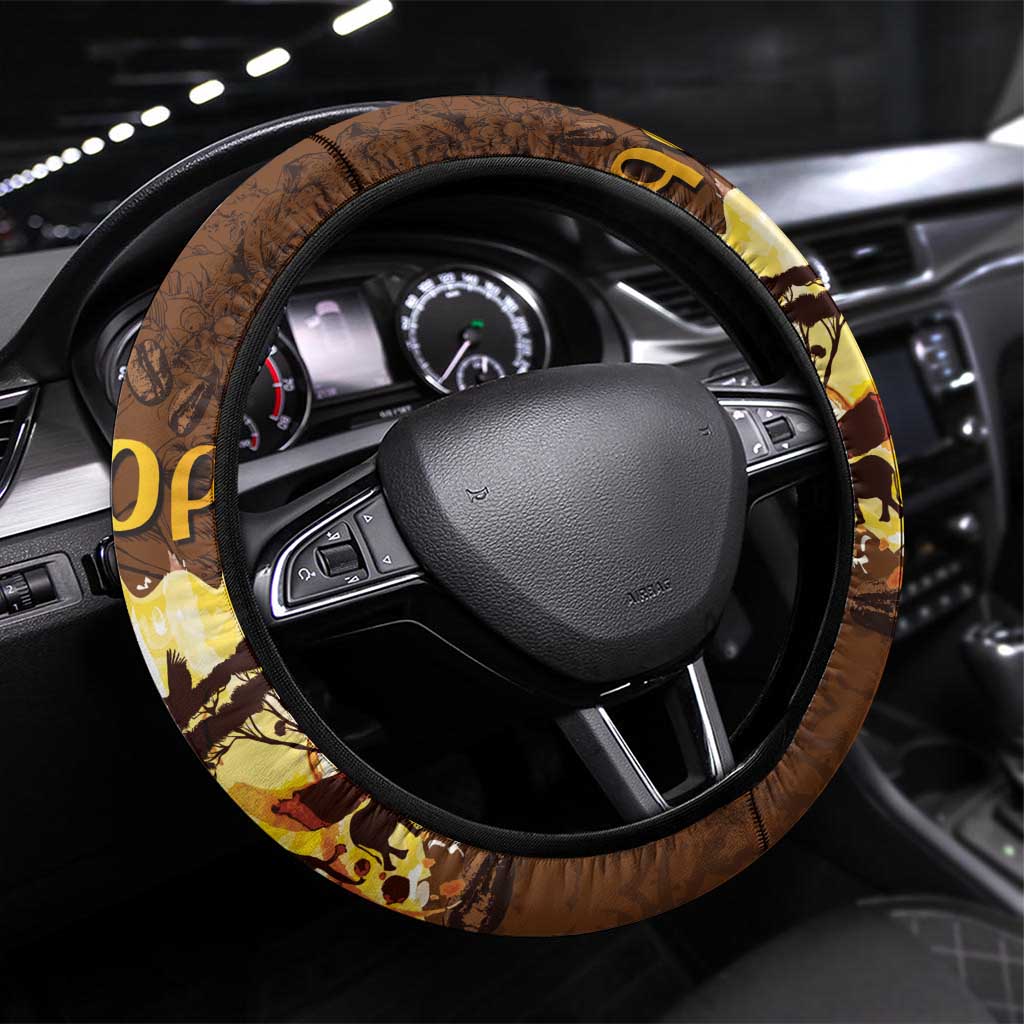 Ethiopia Culture - Proud of Coffee Steering Wheel Cover - Wonder Print Shop