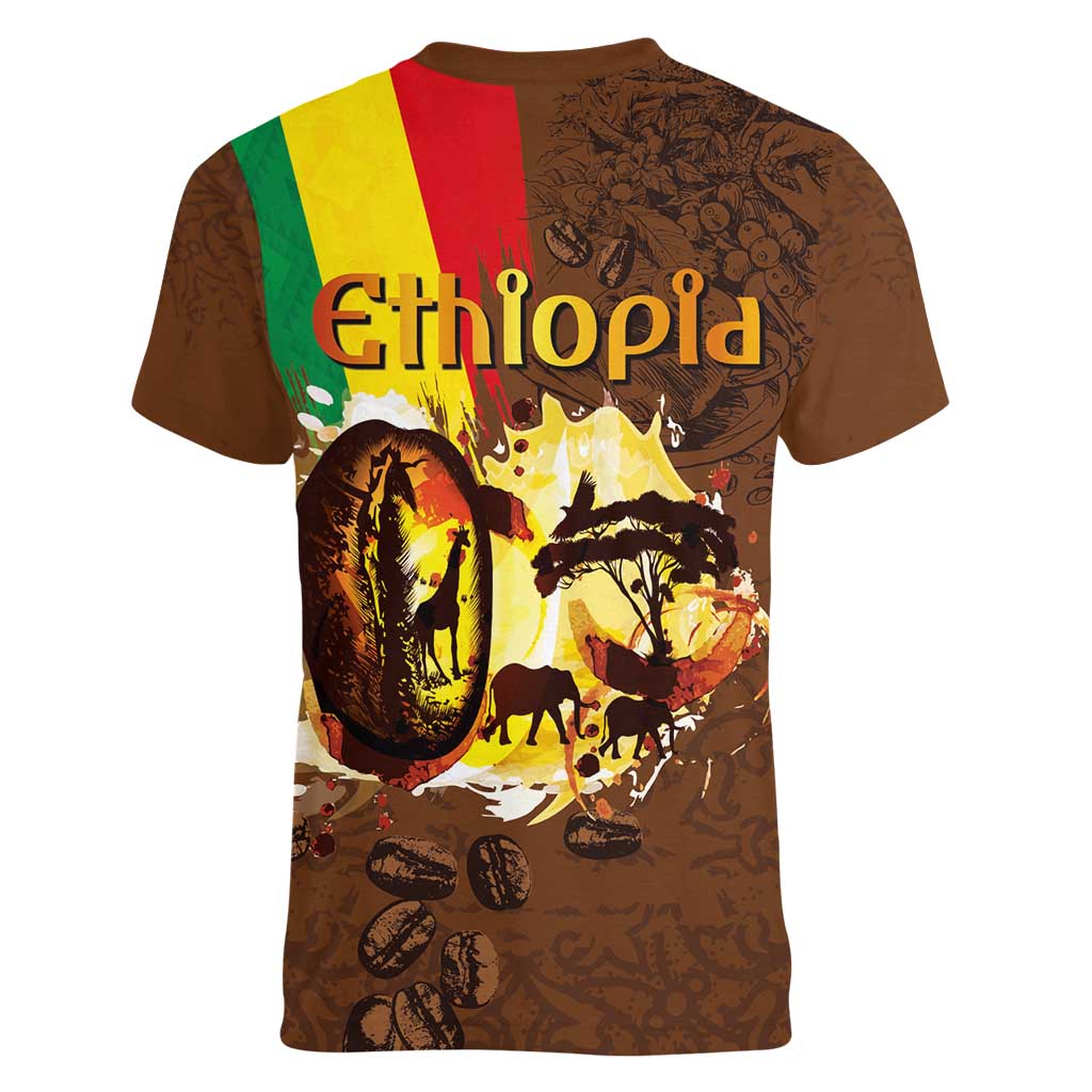 Ethiopia Culture - Proud of Coffee Women V-Neck T-Shirt - Wonder Print Shop