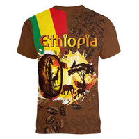 Ethiopia Culture - Proud of Coffee Women V-Neck T-Shirt - Wonder Print Shop