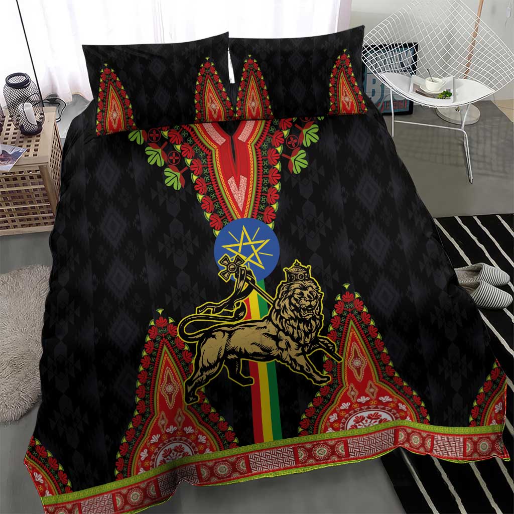 Ethiopia Culture Bedding Set Lion of Judah with The Star Seal - Dashiki Style