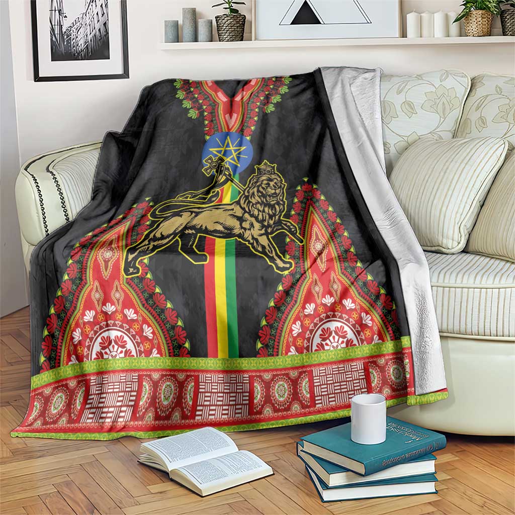 Ethiopia Culture Blanket Lion of Judah with The Star Seal - Dashiki Style