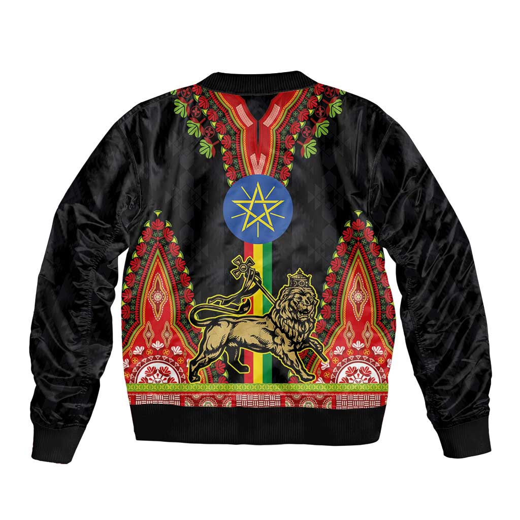 Ethiopia Culture Bomber Jacket Lion of Judah with The Star Seal - Dashiki Style