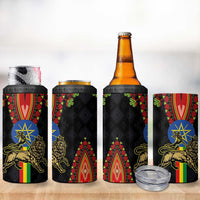 Ethiopia Culture 4 in 1 Can Cooler Tumbler Lion of Judah with The Star Seal - Dashiki Style