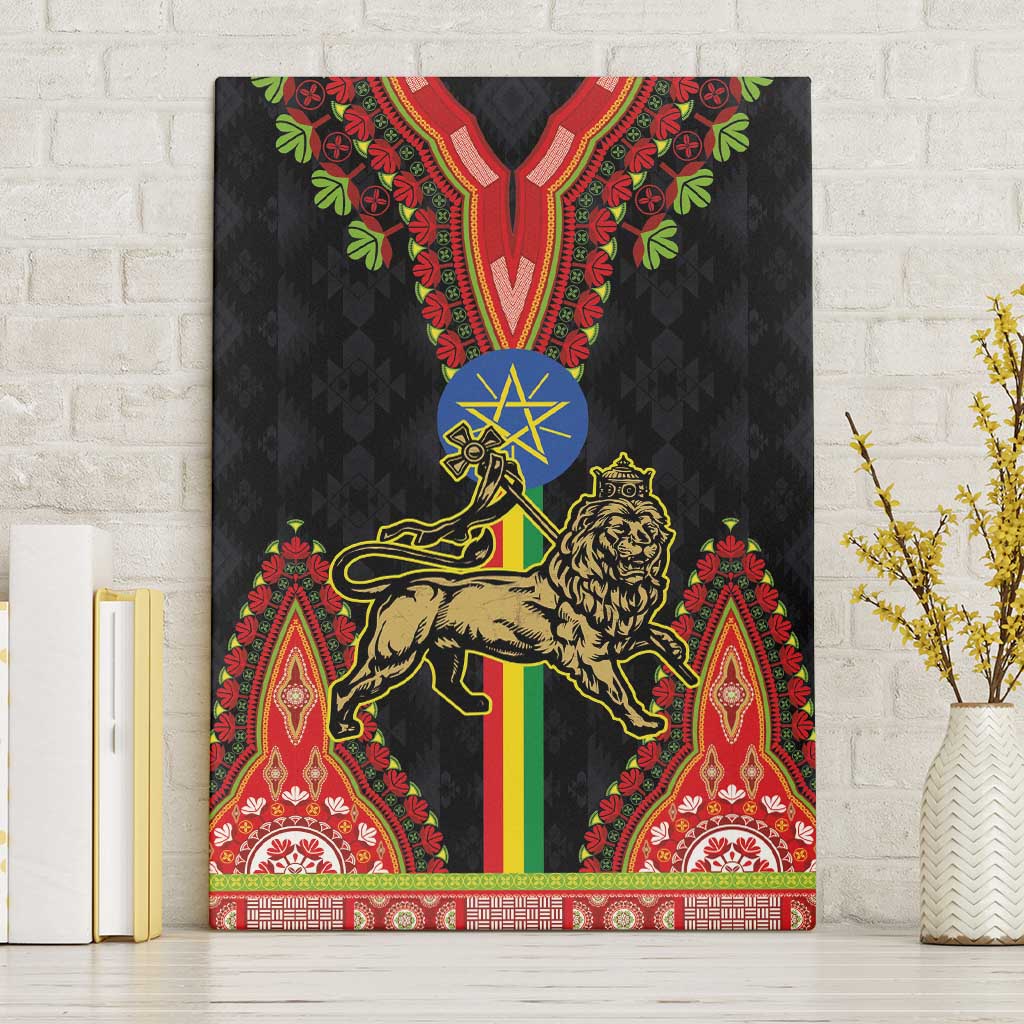 Ethiopia Culture Canvas Wall Art Lion of Judah with The Star Seal - Dashiki Style